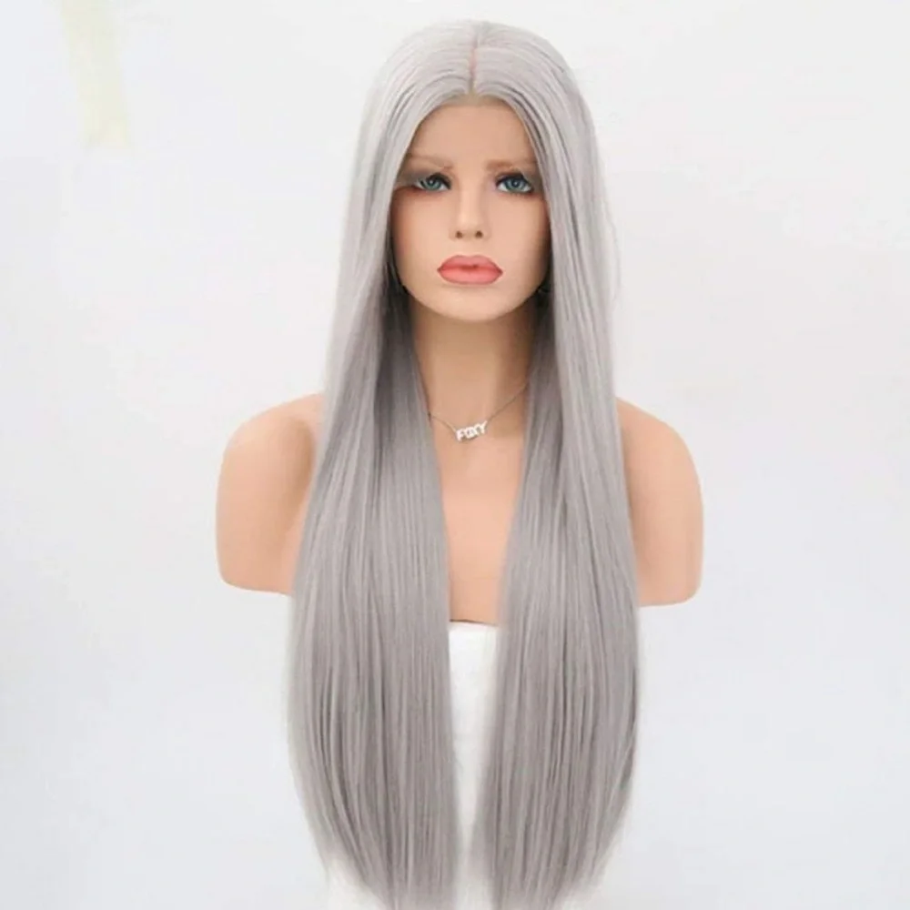 22” Gray straight Lace Front Wig NEW